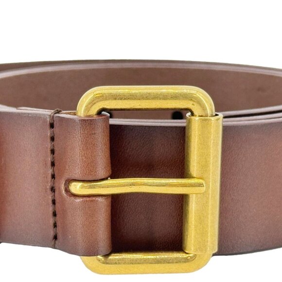 Yves Saint Laurent  Cassandre Leather Thin Belt Brown Size 90 - Picture 5 of 11